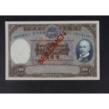 Specimen Bank Note: The Hong Kong and Shanghai Banking Corporation specimen 500 Dollars,