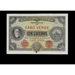 Specimen Bank Note: National Bank Ultramarino specimen 100 Escudos,