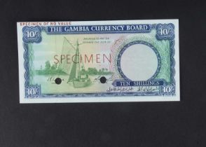 Specimen Bank Note: The Gambia Currency Board specimen 10 Shillings,