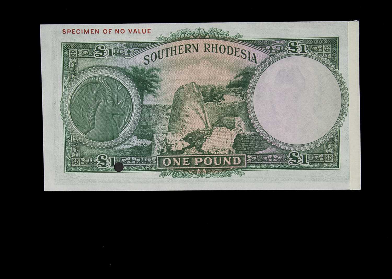 Specimen Bank Note: Southern Rhodesia specimen 1 Pound, - Image 2 of 2