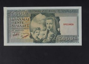 Specimen Bank Note: Greece specimen 5000 Drachmai,