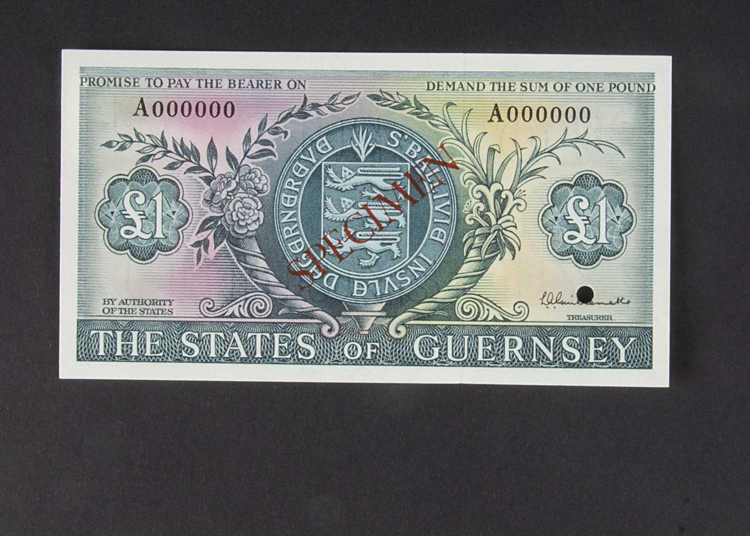 Specimen Bank Note: The States of Guernsey specimen 1 Pound,