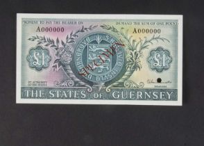Specimen Bank Note: The States of Guernsey specimen 1 Pound,