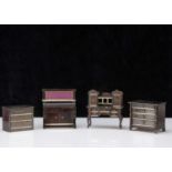 Four smaller scale Waltershausen type dolls’ house furniture,