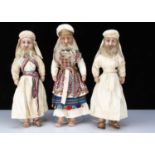Three very rare English poured wax Aaronic Kohen (Jewish) dolls circa 1900,