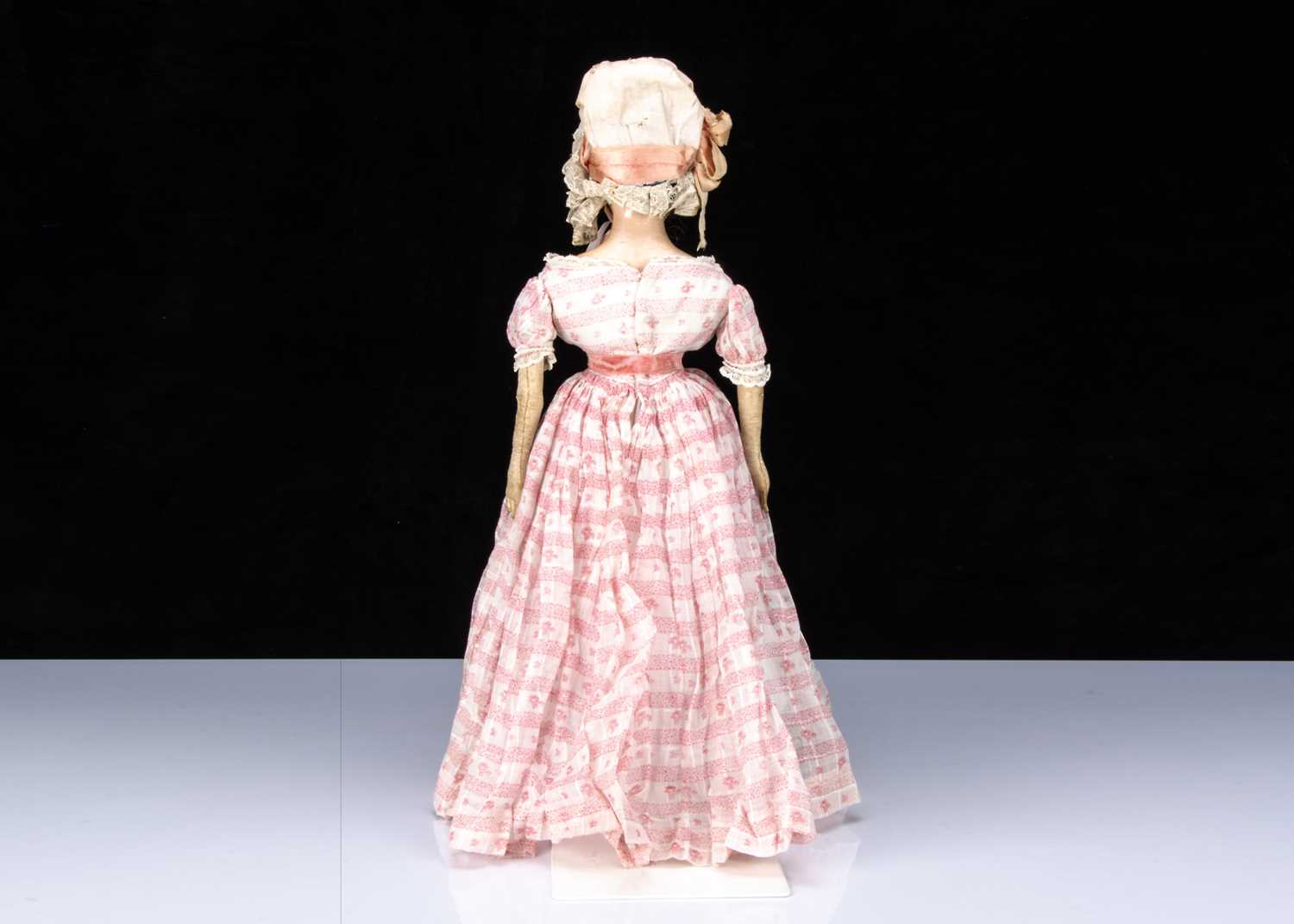 A rare early 19th century English papier-mâché shoulder-head doll, - Image 5 of 5