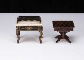 Two larger scale Waltershausen-type gilt-transfer dolls’ house furniture,