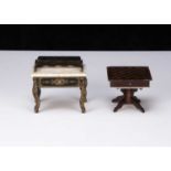 Two larger scale Waltershausen-type gilt-transfer dolls’ house furniture,