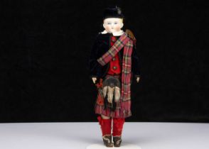An Alt, Beck & Gottschalck bisque shoulder-head Scots boy doll,