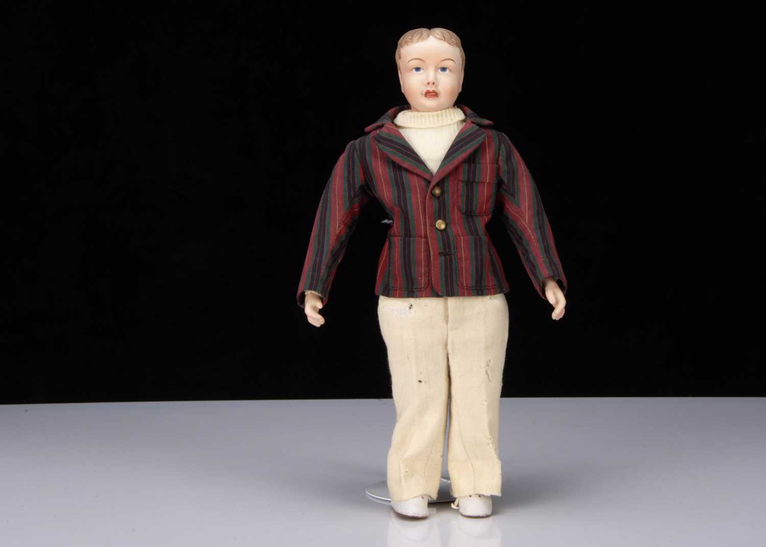 A rare W H Goss of Stoke-on-Trent bisque shoulder-head boy doll 1910-20s,