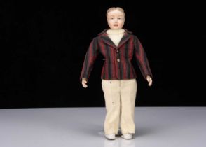 A rare W H Goss of Stoke-on-Trent bisque shoulder-head boy doll 1910-20s,