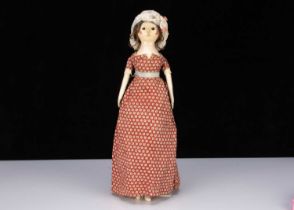 A fine and rare late 18th century English wooden doll,