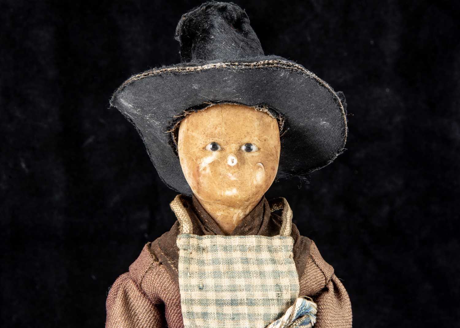 A 19th century English wax over papier-mâché doll in Welsh traditional costume, - Image 2 of 2