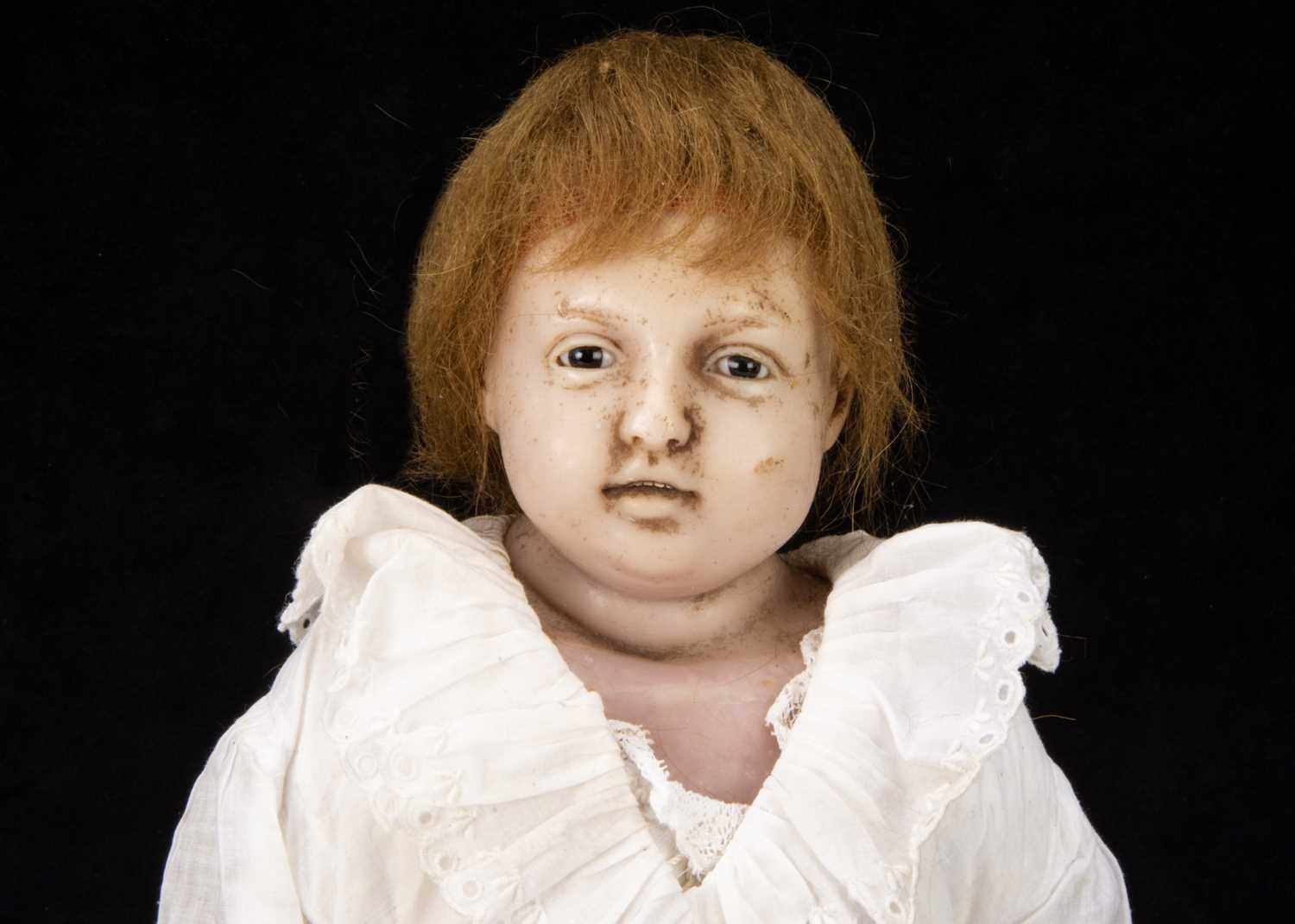 An unusual mid 19th century English poured wax boy doll, - Image 2 of 2