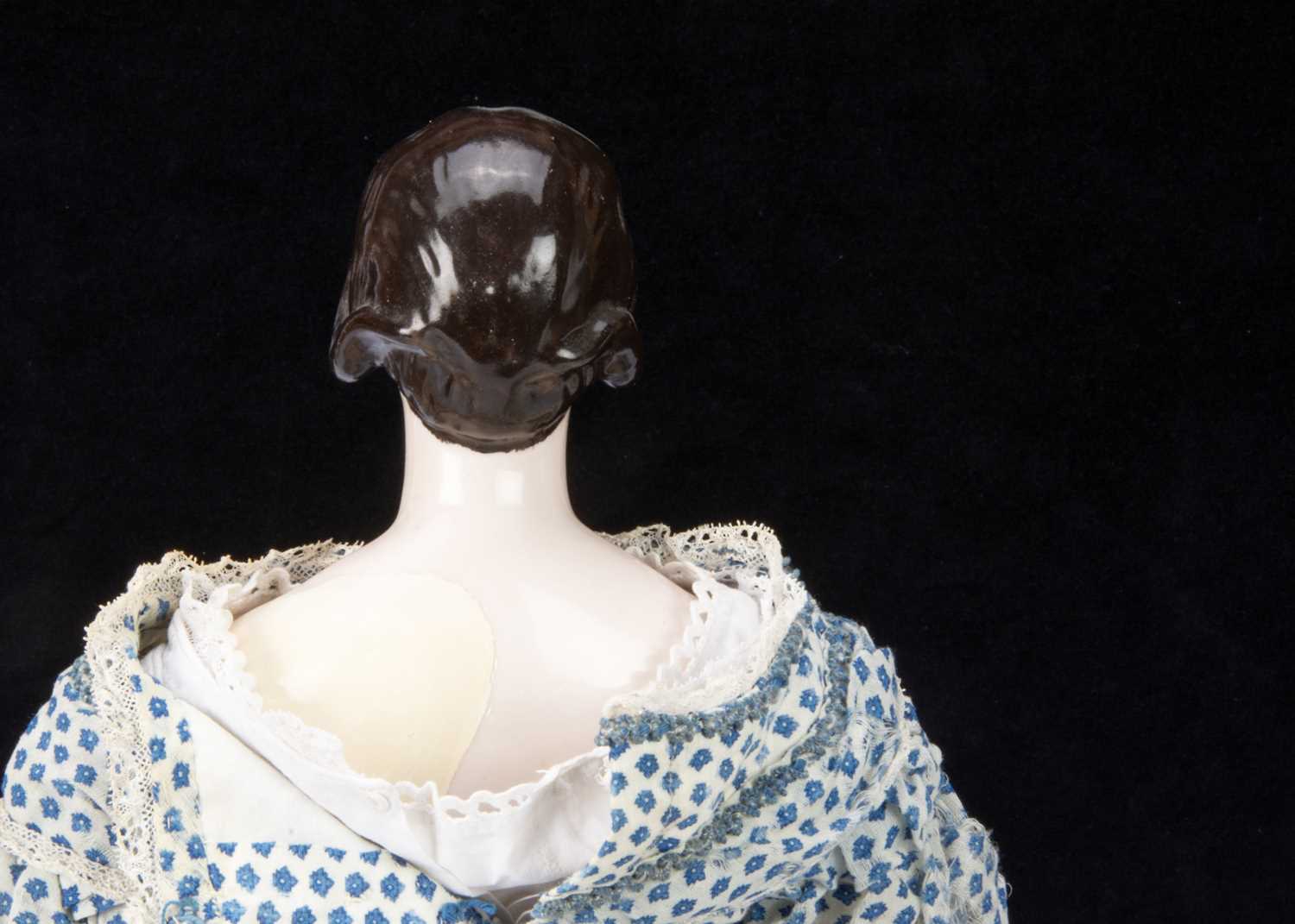 A rare mid 19th century KPM pink tinted china shoulder-head lady doll, - Image 2 of 3