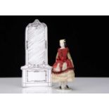 A rare bisque shoulder-head dolls’ house doll with moulded hat,