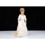 A late 19th century German wax over composition lady doll,