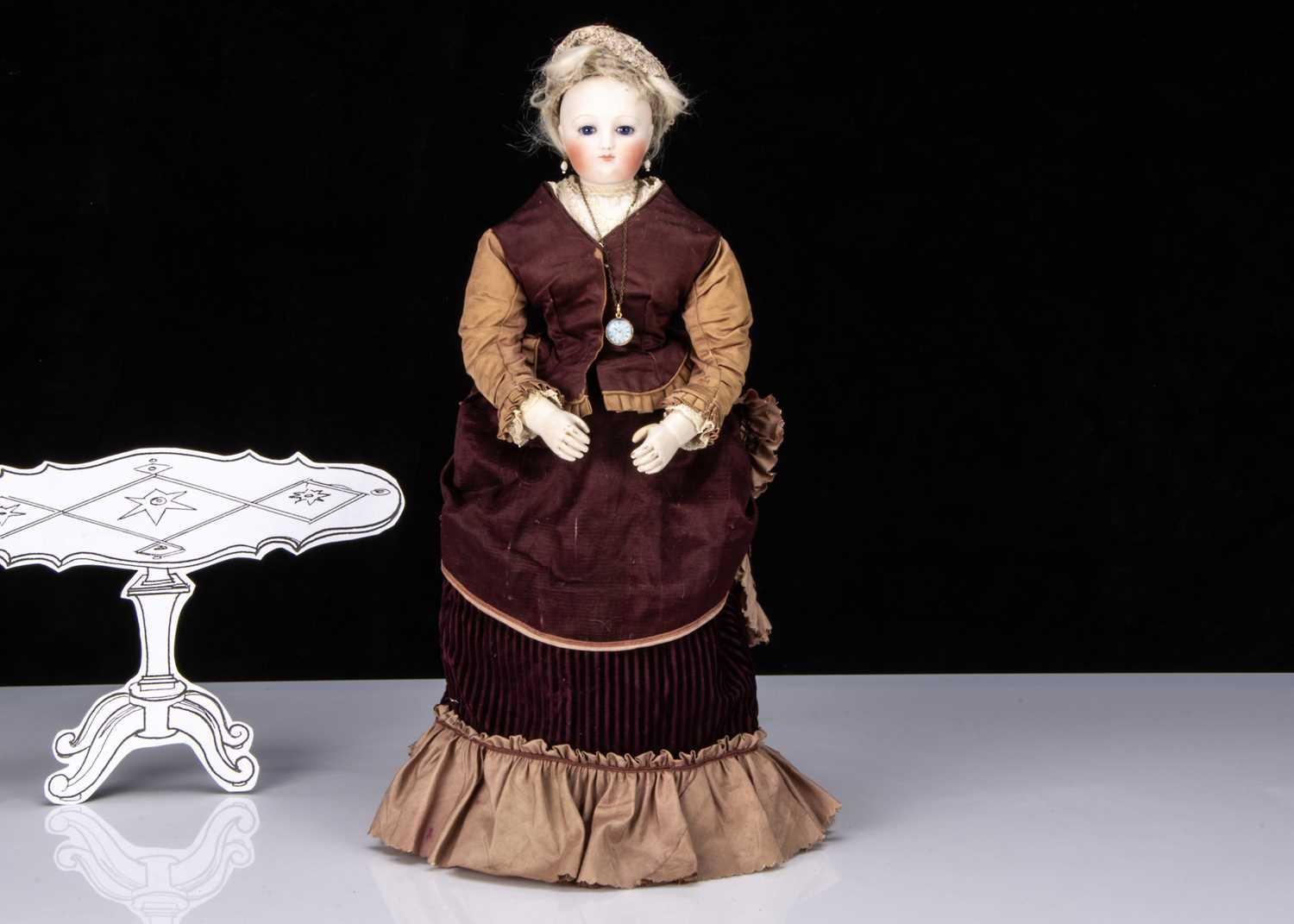 A rare 19th century Simonne fashionable doll with jointed wooden labelled body, - Image 4 of 6