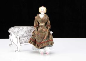 An 19th century larger scale bisque shoulder head dolls’ house doll,