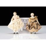 Two 19th century bisque shoulder head dolls’ house dolls,