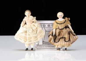 Two 19th century bisque shoulder head dolls’ house dolls,