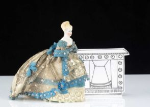 An 19th century beautifully dressed bisque shoulder head dolls’ house doll,