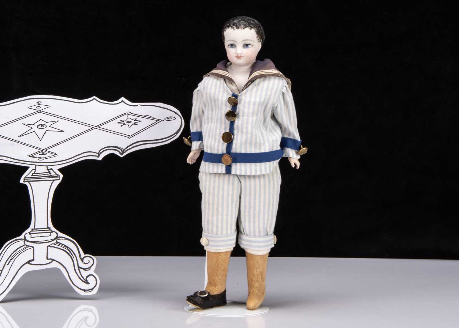 A rare Barrois bisque shoulder head boy doll,