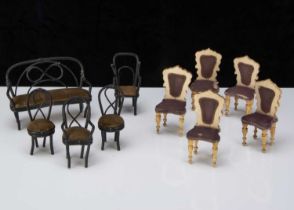 Five German late 19th century blonde wood chairs,