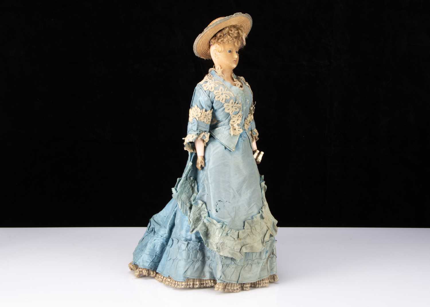 A fine late 19th century German wax over composition fashionable lady doll, - Image 4 of 4