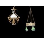 Two German soft-metal light fittings,