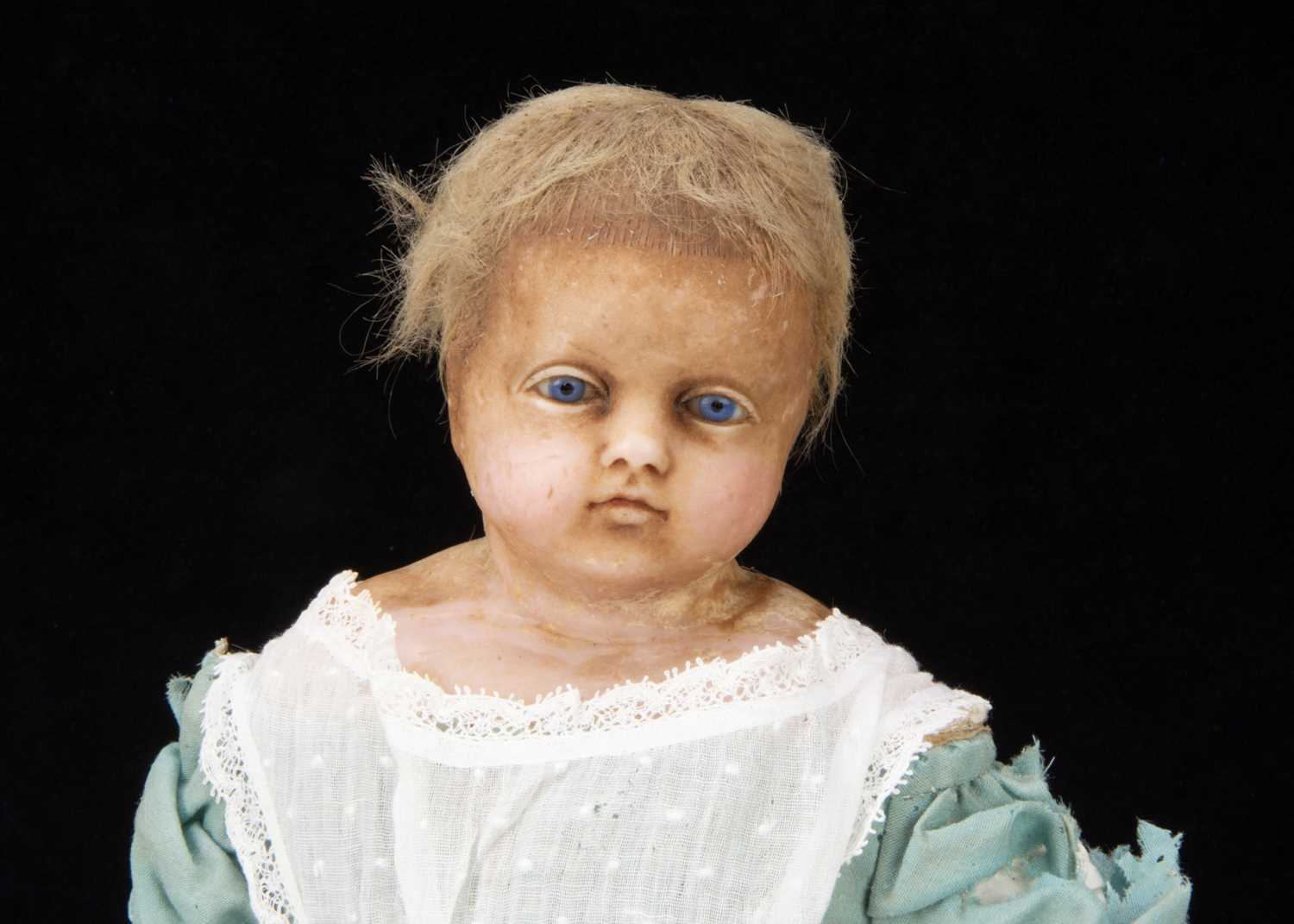 A mid 19th century English poured wax child doll, - Image 2 of 2