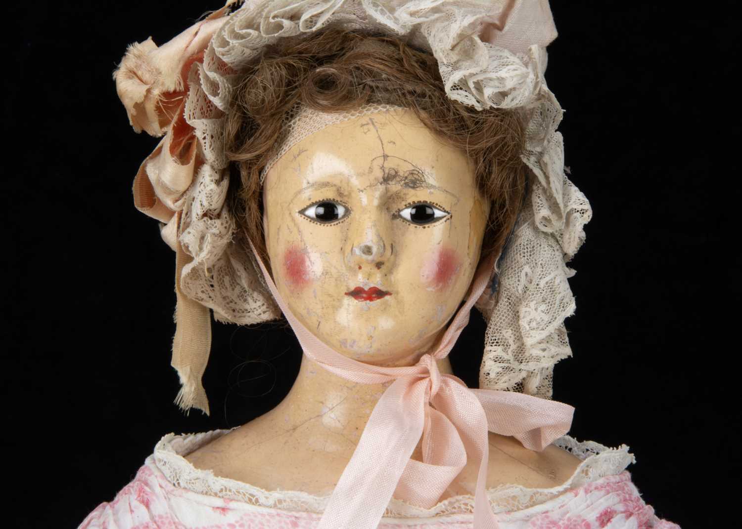 A rare early 19th century English papier-mâché shoulder-head doll, - Image 3 of 5