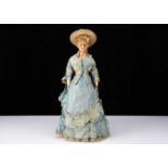 A fine late 19th century German wax over composition fashionable lady doll,