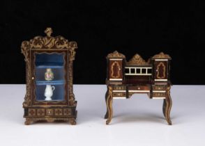 Two Waltershausen-type gilt-transfer dolls’ house furniture,