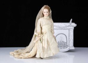A Gebruder Heubach 7926 shoulder head lady doll bride,