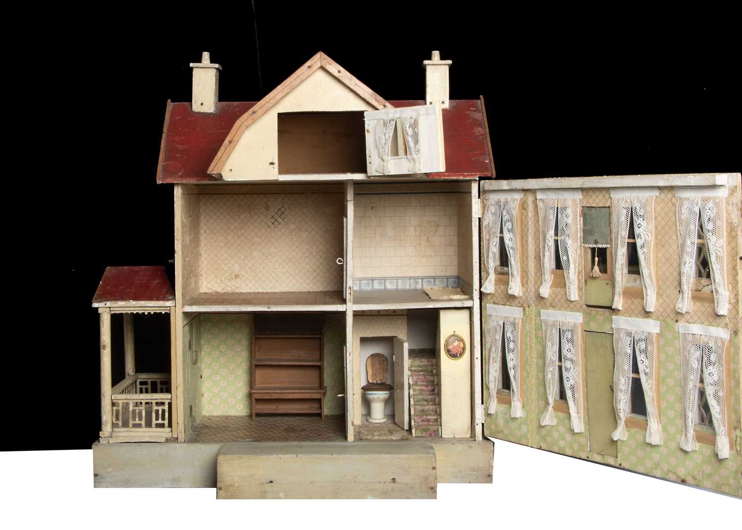 A Gottschalk Jurgenstil red roof wooden dolls’ house No. 5463, - Image 2 of 2