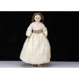 A large English 19th century wax over papier-mâché doll,