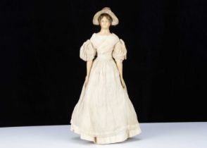 A rare early German papier-mâché shoulder-head doll 1830s,