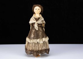 An English wooden doll, circa 1800,