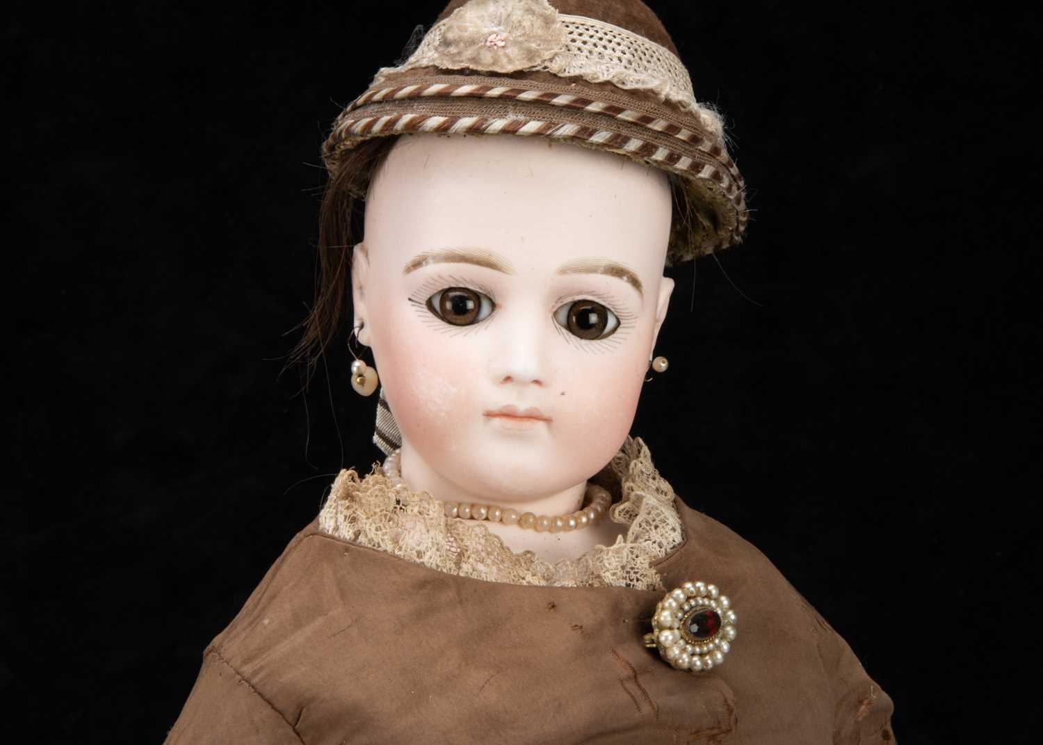 A large late 19th century Jumeau pressed bisque swivel-head fashionable doll, - Image 2 of 2