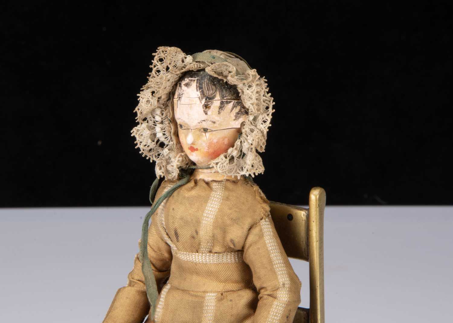 A small early 19th century Grodnerthal carved wooden doll, - Image 2 of 2