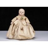 A rare mid 19th century wax over papier-mâché Taufling baby,