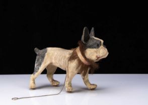 A French papier-mache barking French Bulldog,
