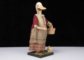 A German clockwork nodding lady duck 1920-30s,