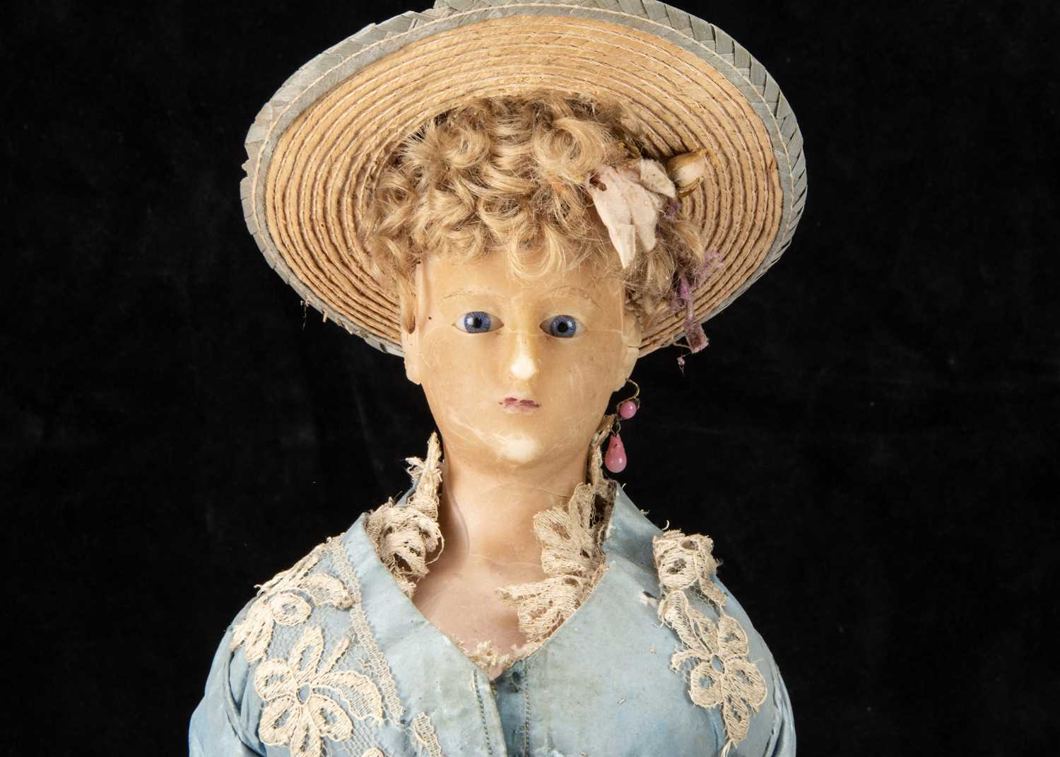 A fine late 19th century German wax over composition fashionable lady doll, - Image 3 of 4