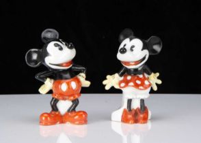 A German porcelain Mickey & Minnie Mouse toothbrush holders 1930s,
