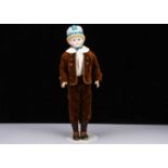 A rare large Alt, Beck & Gottschalck bisque shoulder head boy doll with moulded hat,