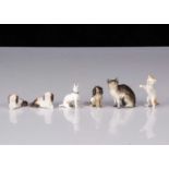 Glass and porcelain dolls’ house pets,