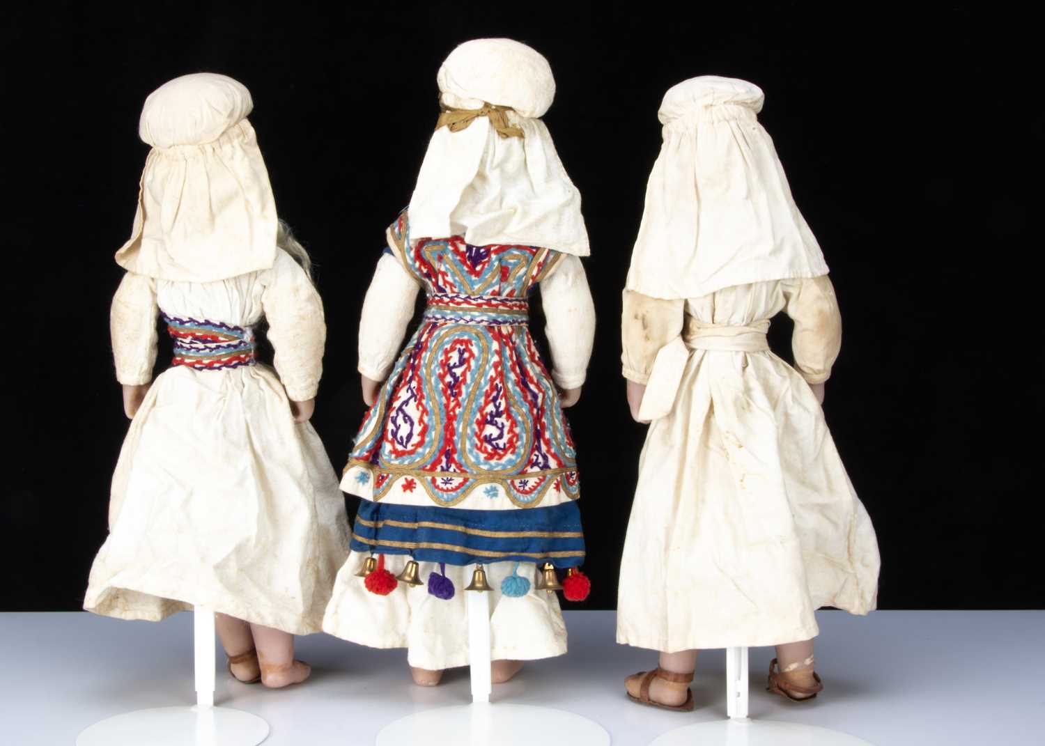 Three very rare English poured wax Aaronic Kohen (Jewish) dolls circa 1900, - Image 12 of 12