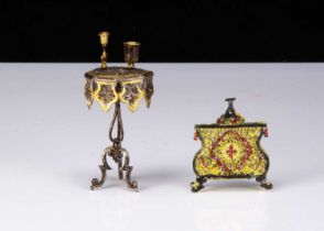 A German bronzed soft metal dolls’ house smoking table,